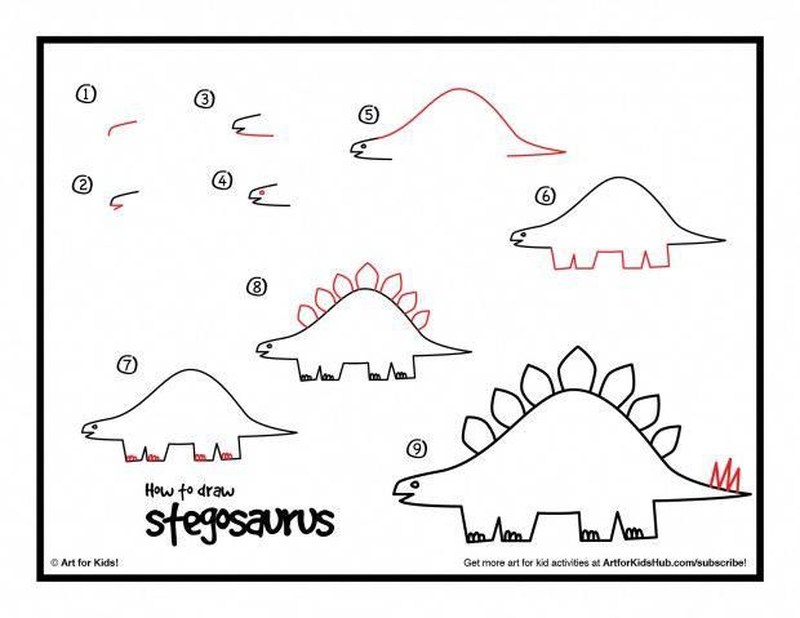Dinosaurios dibujos fáciles ✓ Paso a paso a lápiz
