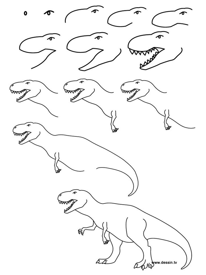 dinosaurios tiranosaurio rex dibujos faciles paso a paso para niÃ±os