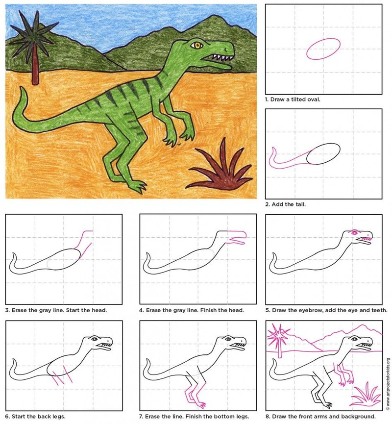 dinosaurios velociraptor dibujos faciles de hacer paso a paso para niÃ±os