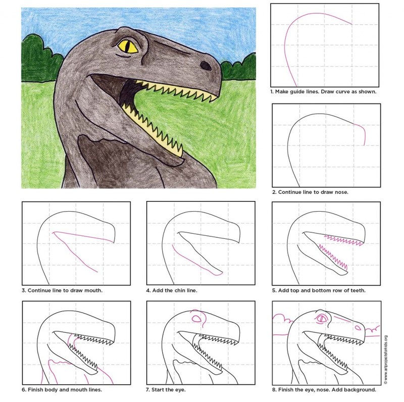 dinosaurios velociraptor dibujos faciles hacer paso a paso para niÃ±os