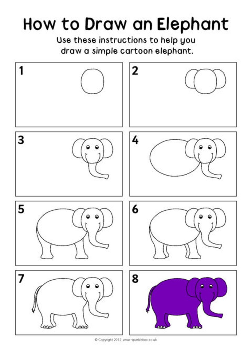 ▷ Dibujos de Elefantes Fáciles para hacer ✓ Paso a Paso 🙂