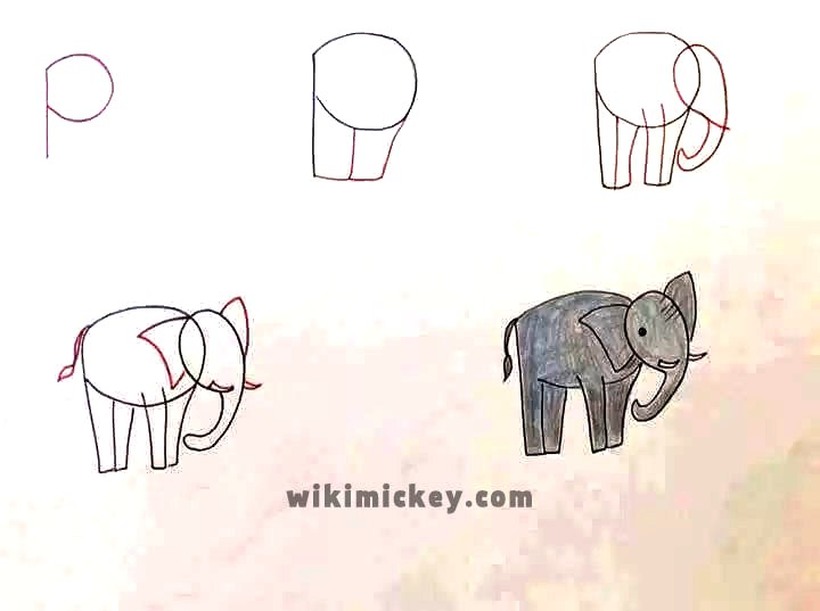 dibujos fÃ¡ciles de elefantes a lÃ¡piz paso a paso para niÃ±os elefante simple para colorear