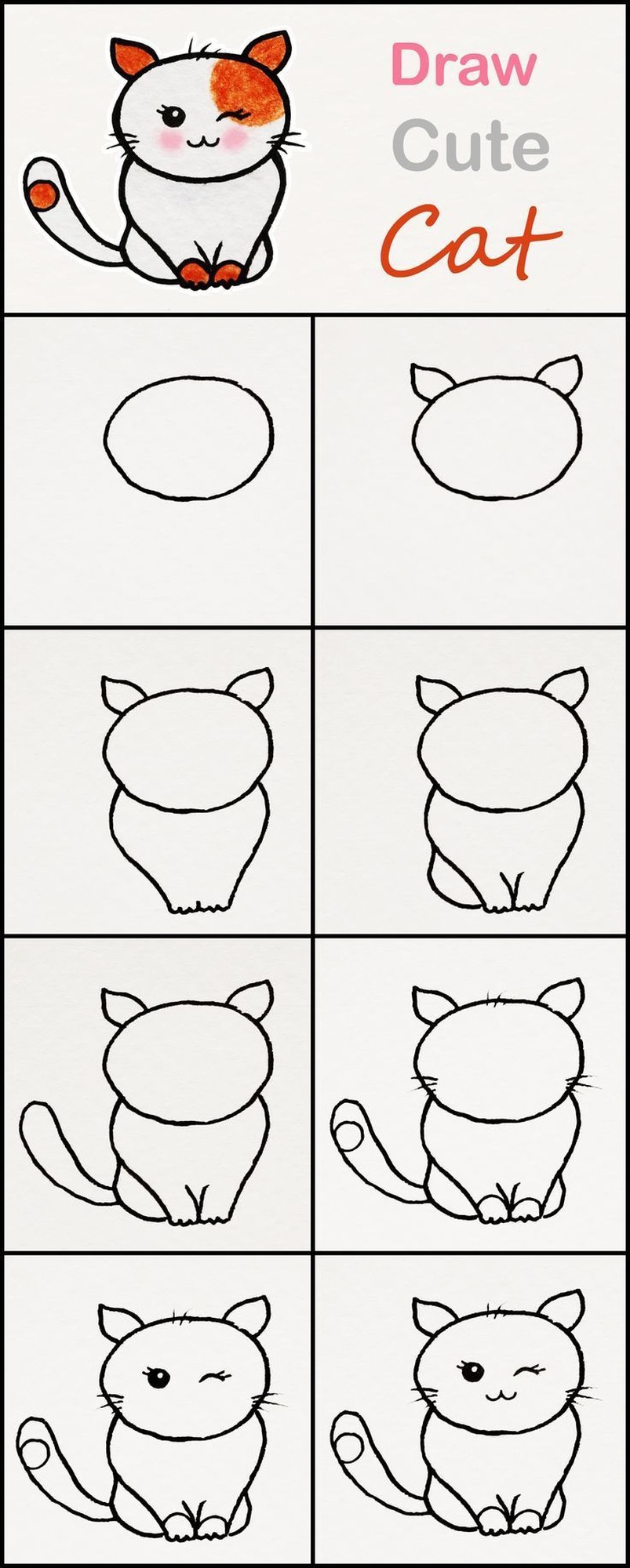 ▷ Dibujos de Gatos Fáciles de hacer ✓ Gatitos Paso a Paso 🙂
