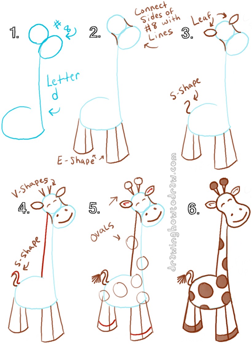 jirafa dibujos fÃ¡ciles de animales para hacer a lÃ¡piz con niÃ±os paso a paso