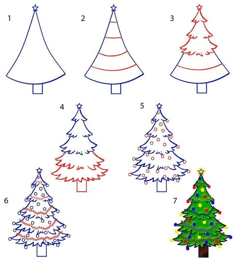 dibujo fÃ¡cil a lÃ¡piz de pino de navidad para colorear Ã¡rbol navideÃ±o paso a paso