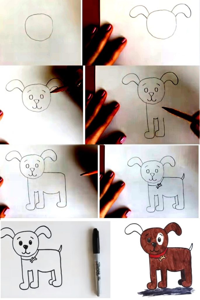 Hacemos un dibujo de perrito fÃ¡cil paso a paso Vamos a tomar lÃ¡piz y papel