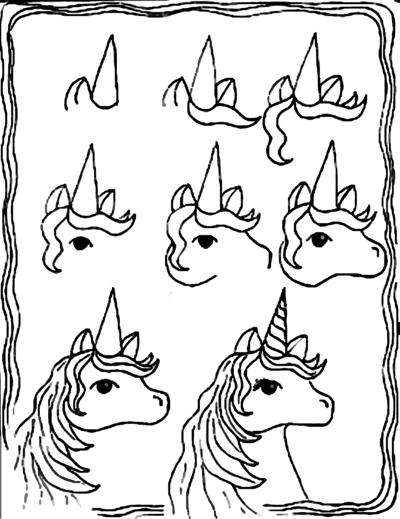 dibujos fÃ¡ciles de unicornios para pintar y hacer con niÃ±os paso a paso gran melena