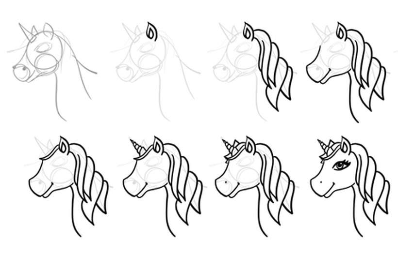 dibujos fÃ¡ciles de unicornios kawaii para niÃ±os en pocos pasos